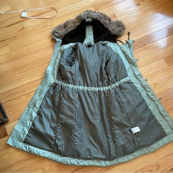 Diesel Blue Gray Removable Fur Trim Cargo Pocket Parka Winter Coat Size Medium - Picture 8 of 12